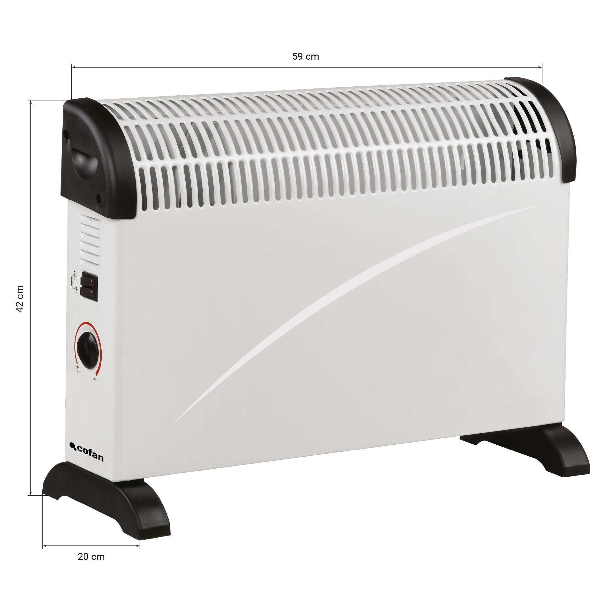 Aquecedor convetor radiante Cofan com termóstato ajustável | Potência: 2000 Watt | 3 regulações de calor | Segurança anti-tombamento - 8