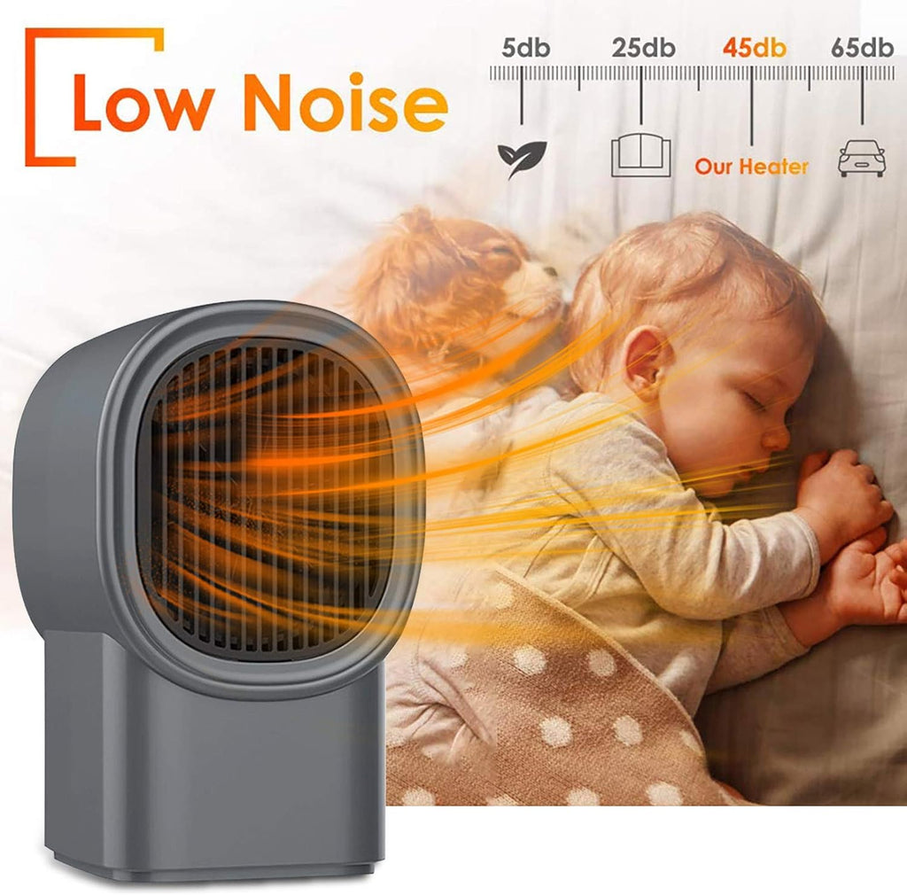 (Preto) Mini Aquecedor Elétrico Portátil com Ventilador, Aquecedor de Ambientes de Cerâmica para Casa, Baixo Consumo de Energia, Silencioso, Recarreg - 1