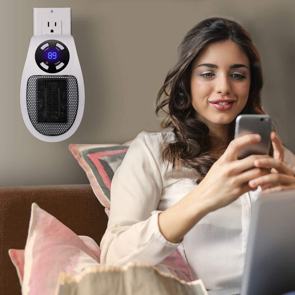 Aquecedor elétrico compacto padrão europeu, com ventilador, termostato, temporizador e controle remoto. - 3