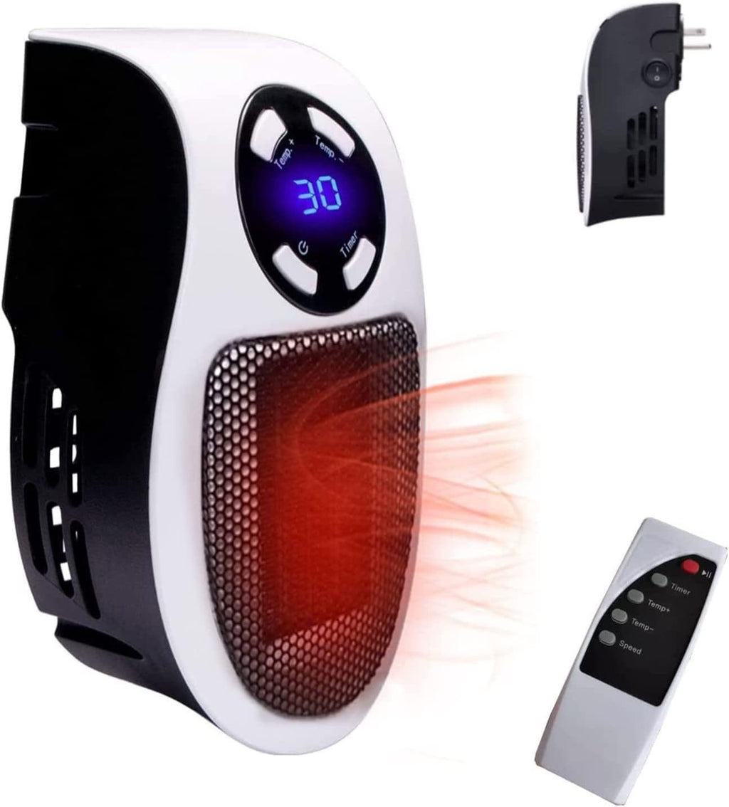 Aquecedor elétrico compacto padrão europeu, com ventilador, termostato, temporizador e controle remoto. - 1
